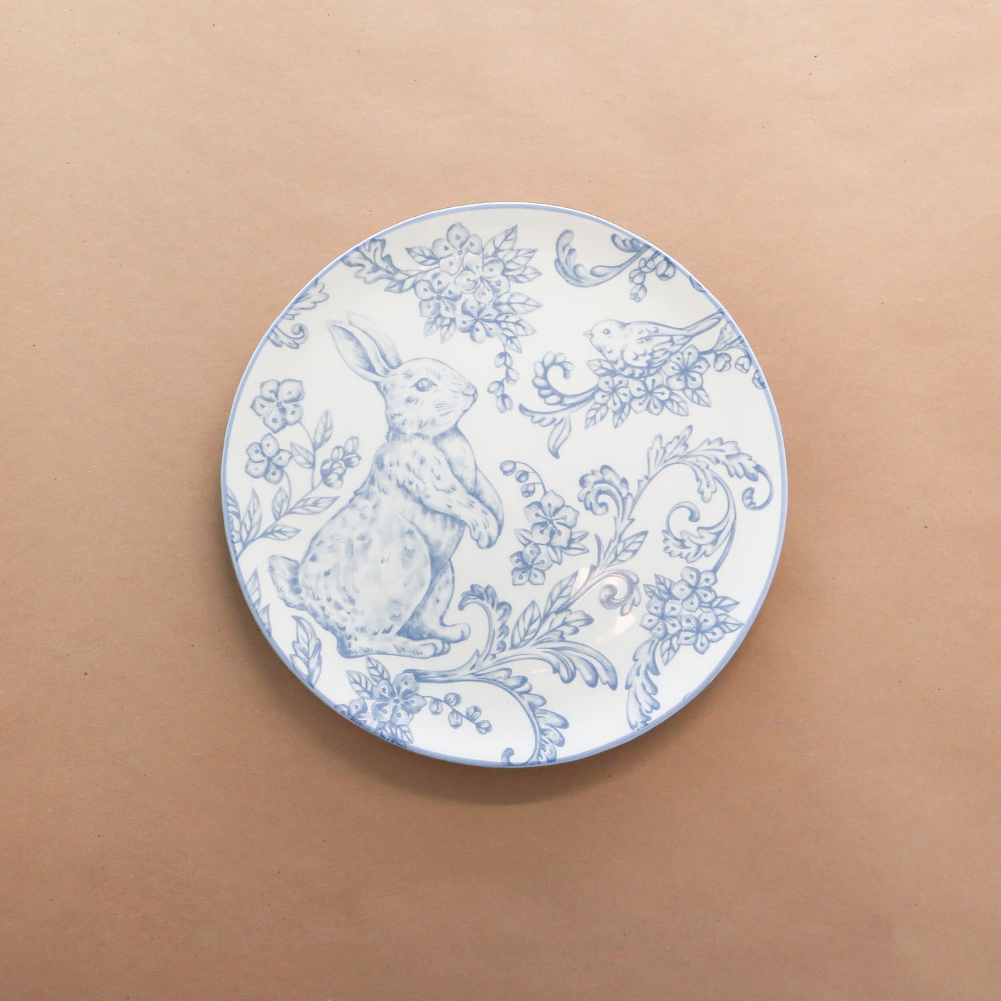 8 Inch Blue & White Dolomite Easter Bunny Plate