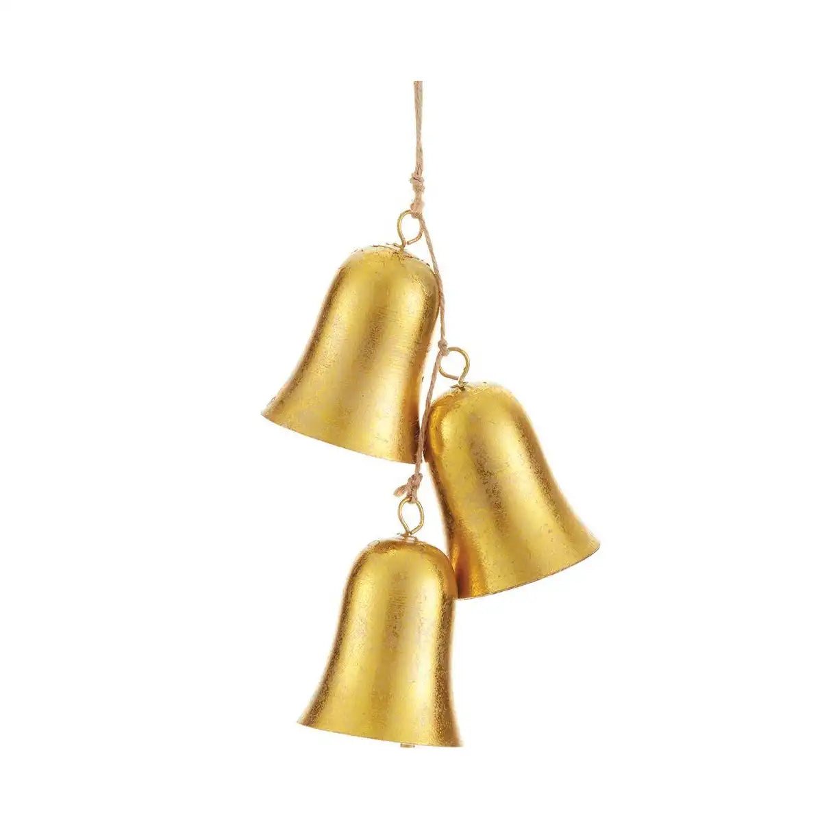 3 Gold Antique Bells | 6.5 - inch - Knot and Spool
