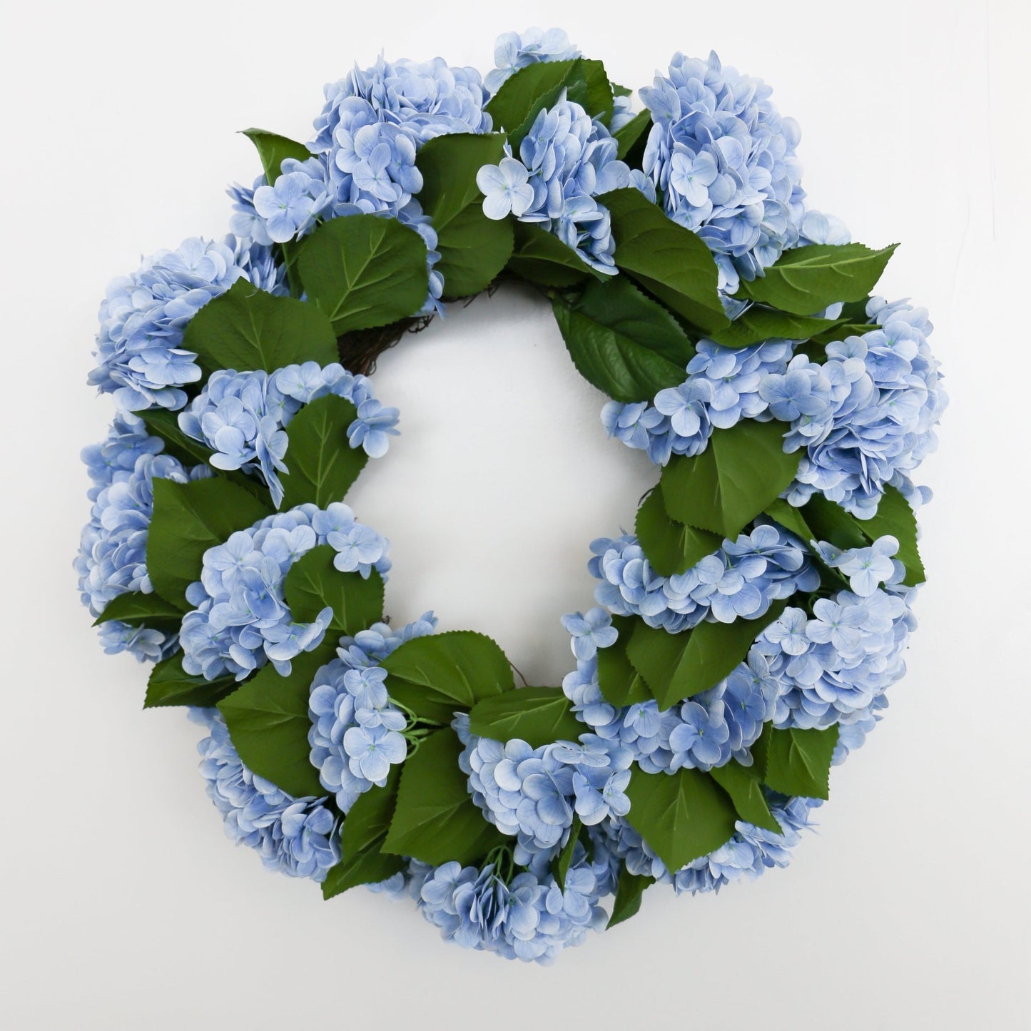 30 Inch Blue Real Touch Hydrangea Wreath - Knot and Spool
