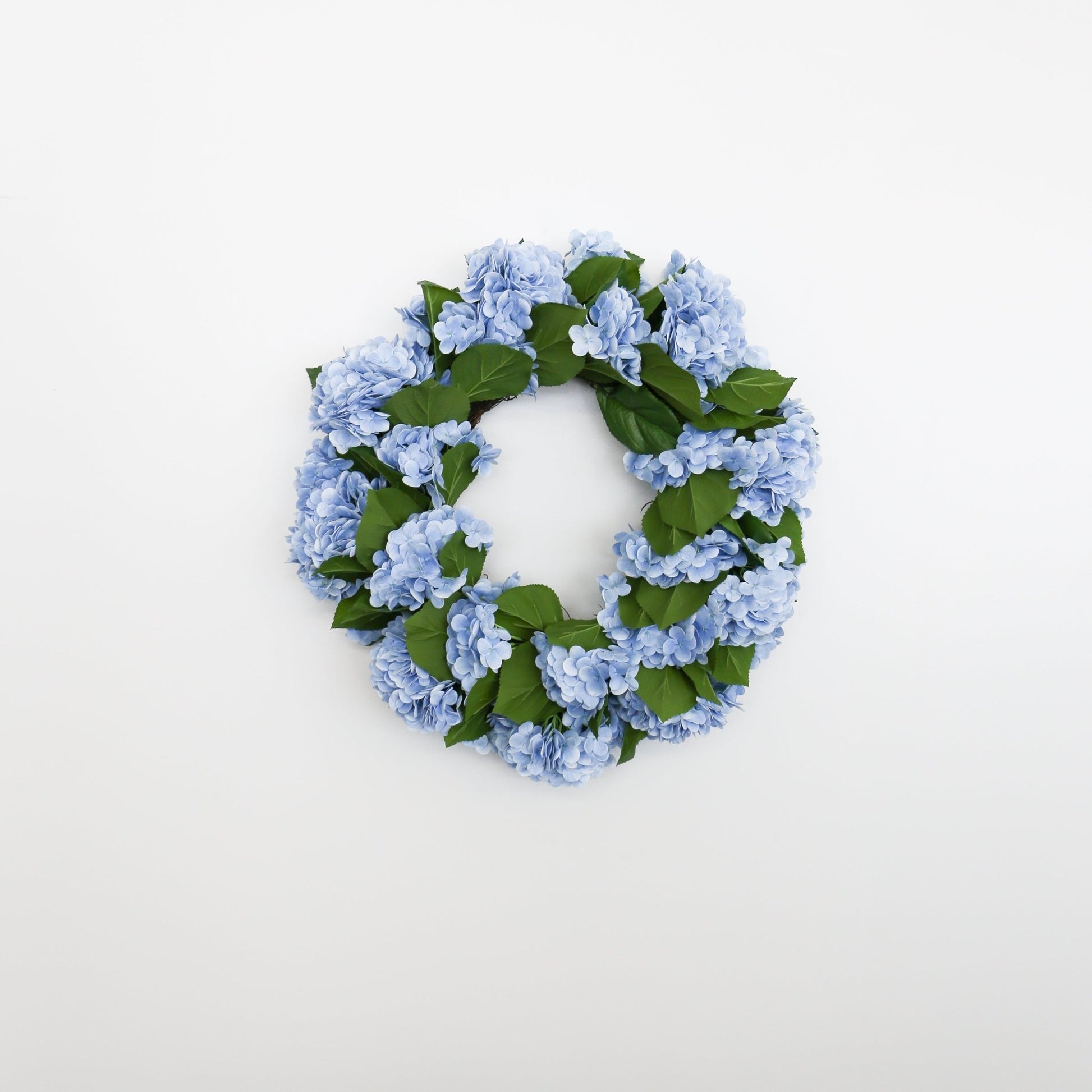 30 Inch Blue Real Touch Hydrangea Wreath - Knot and Spool