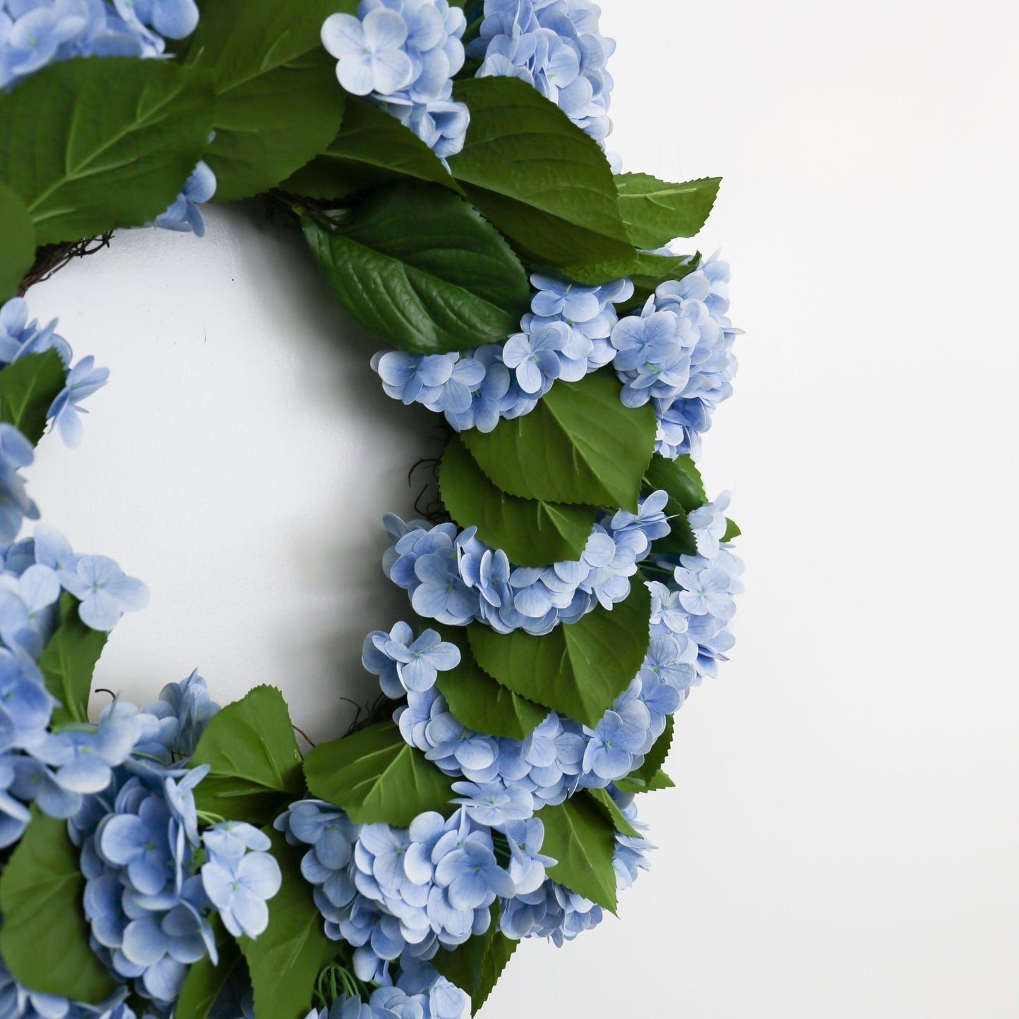 30 Inch Blue Real Touch Hydrangea Wreath - Knot and Spool