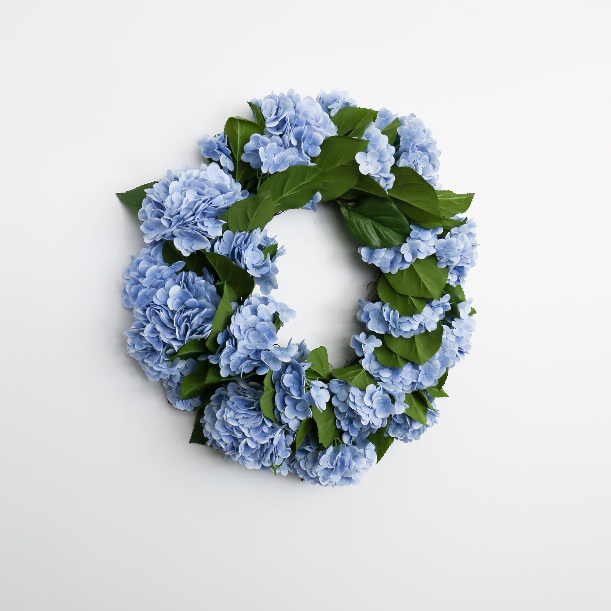 30 Inch Blue Real Touch Hydrangea Wreath - Knot and Spool