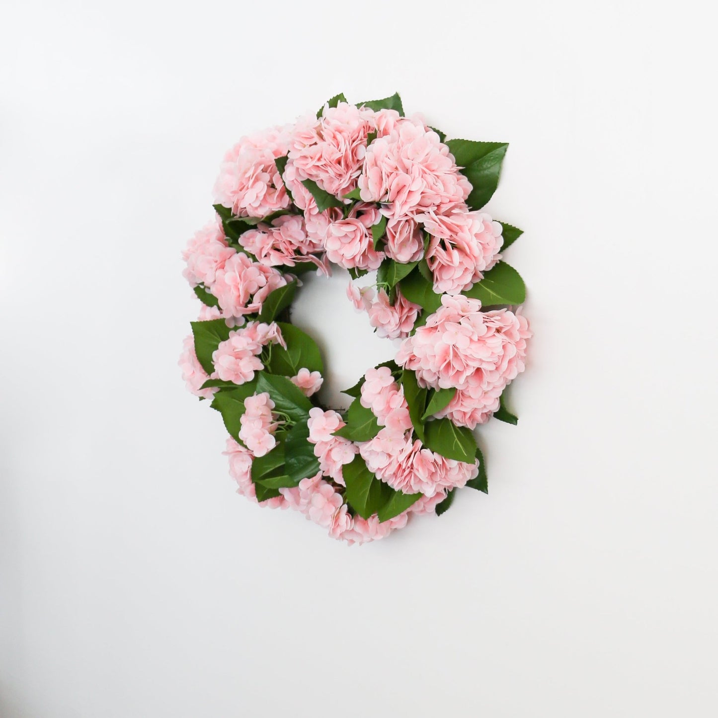 30 Inch Pink Real Touch Hydrangea Wreath - Knot and Spool