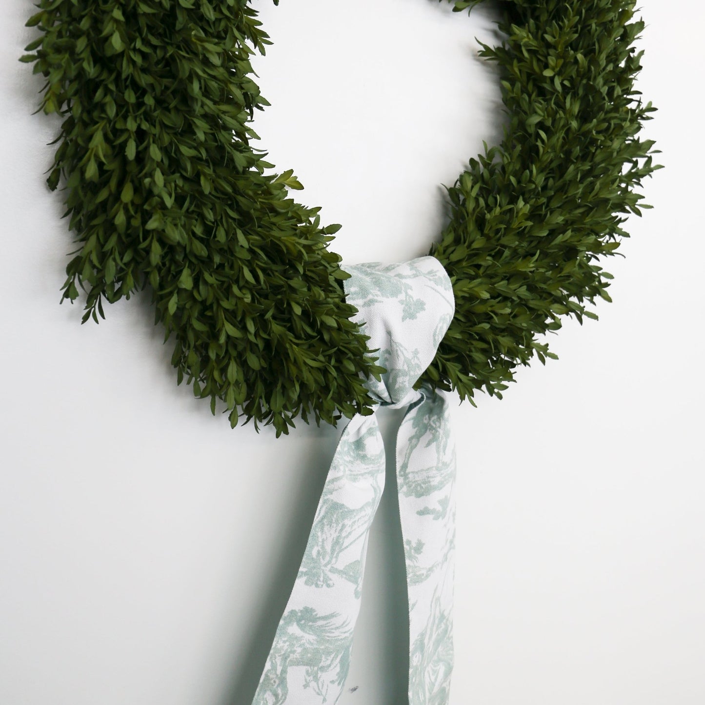 4" X 56" Canvas Celadon and White Toile Sash - Knot and Spool