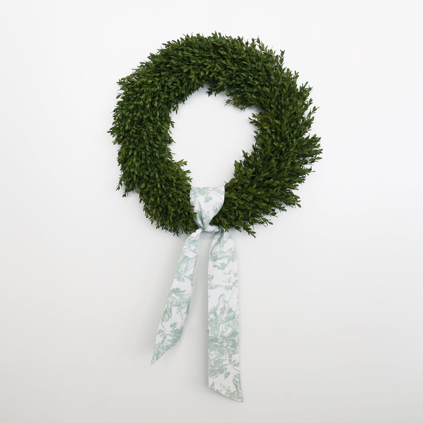 4" X 56" Canvas Celadon and White Toile Sash - Knot and Spool