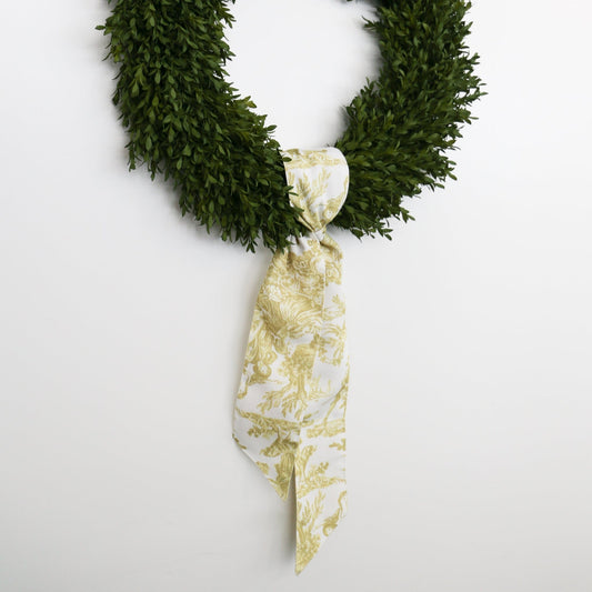 4" X 56" Canvas Lime and White Toile Sash - Knot and Spool