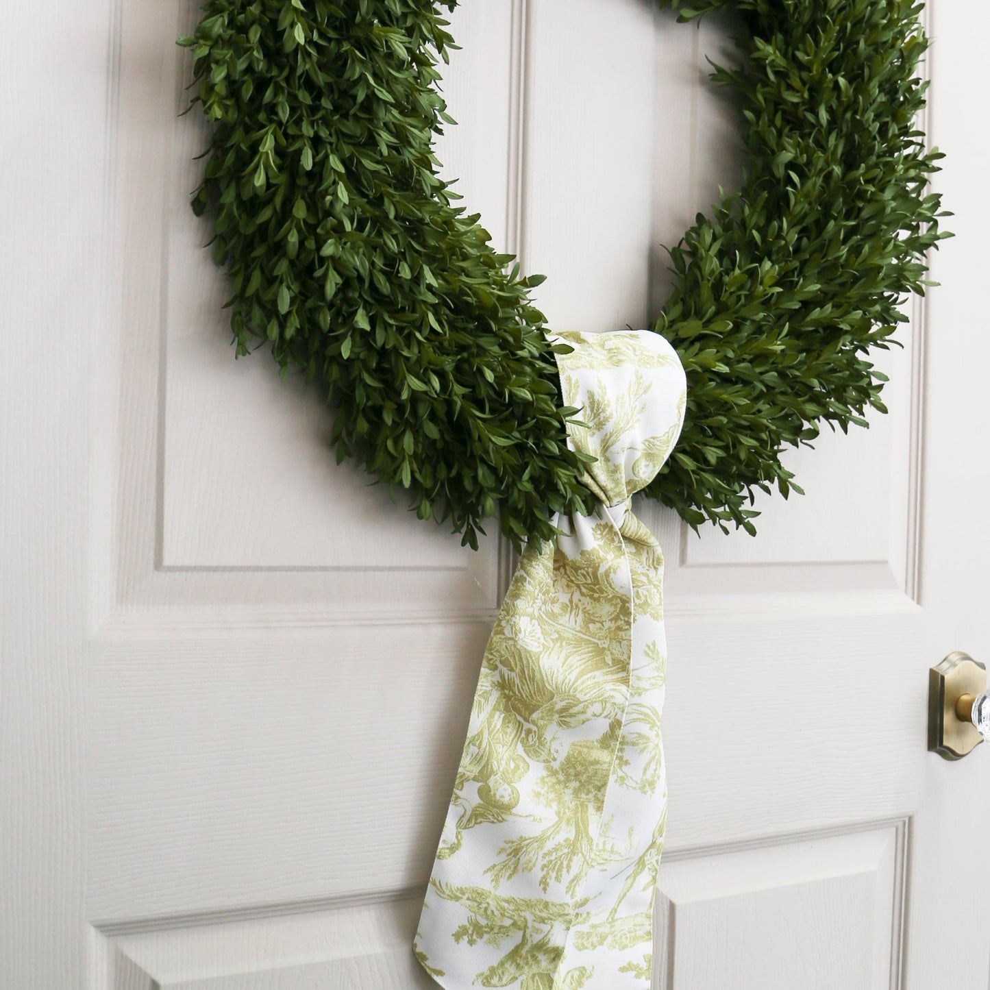 4" X 56" Canvas Lime and White Toile Sash - Knot and Spool