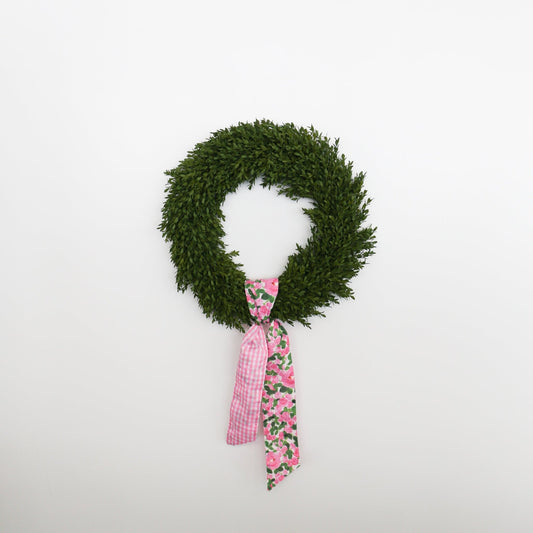 4" X 56" Linen Lady Pink Rose Garden Check Back Sash - Knot and Spool