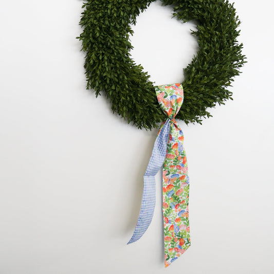4" X 56" Poplin Green, Pink, Orange, and Blue Mix Spring Floral Sash - Knot and Spool