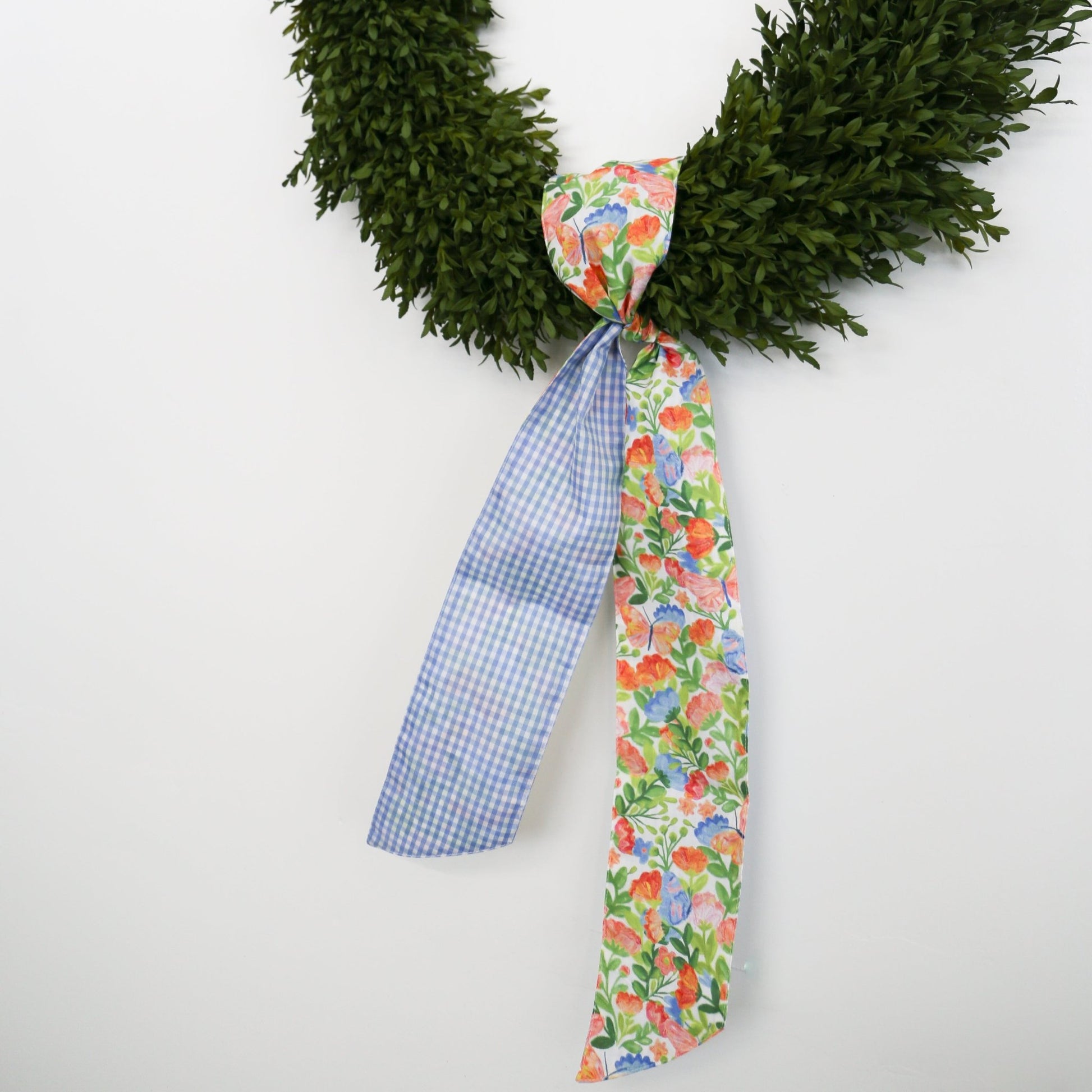 4" X 56" Poplin Green, Pink, Orange, and Blue Mix Spring Floral Sash - Knot and Spool