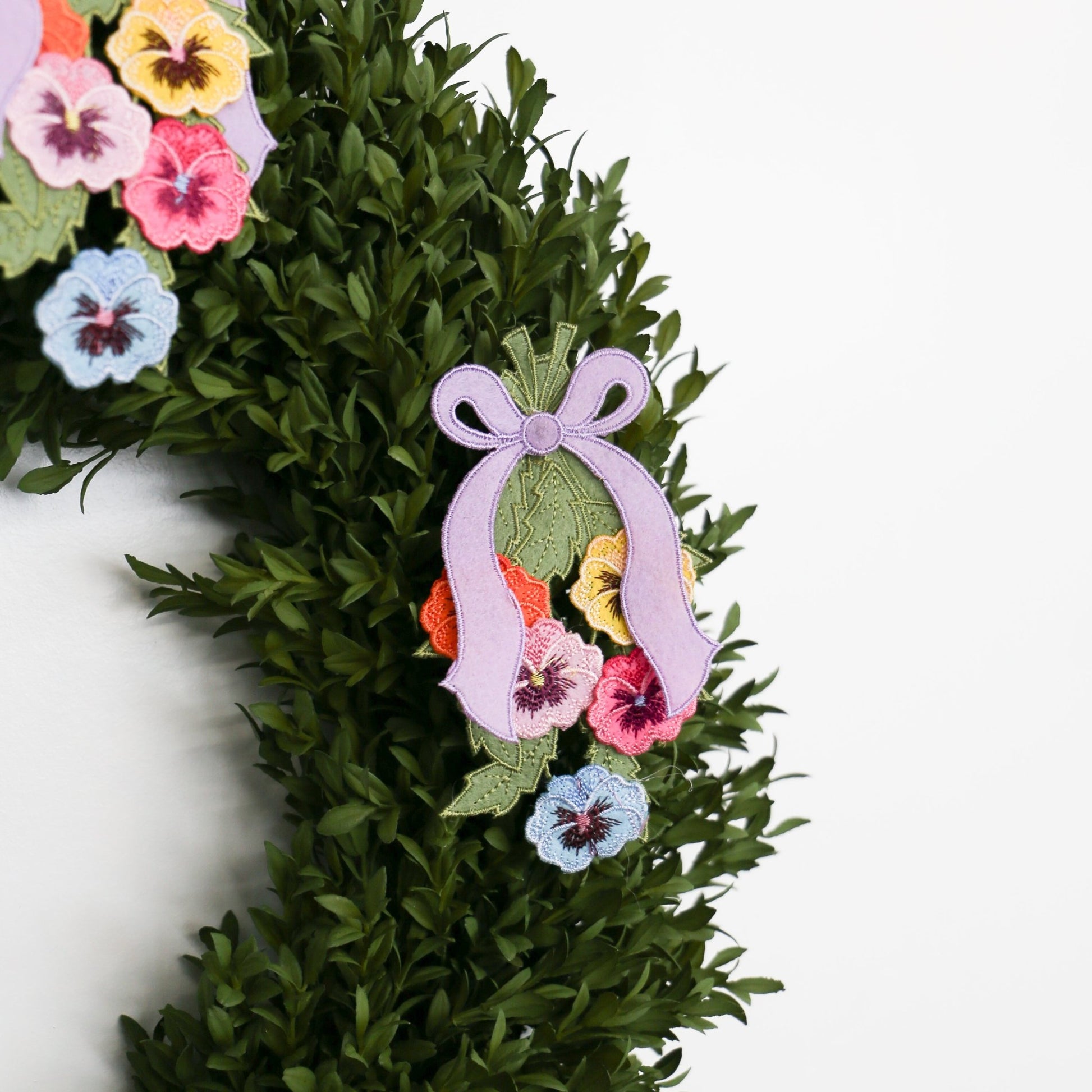 6" Pansy Cutout Felt Lavender With Clip, Yellow, Pink, and Blue - Knot and Spool