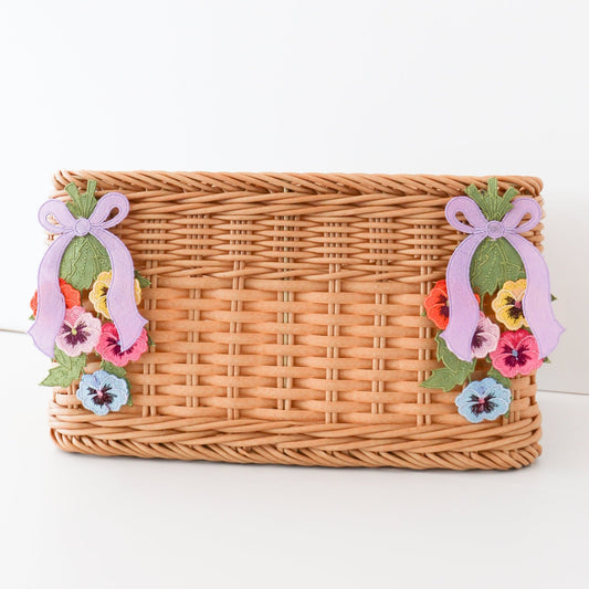 6" Pansy Cutout Felt Lavender With Clip, Yellow, Pink, and Blue - Knot and Spool