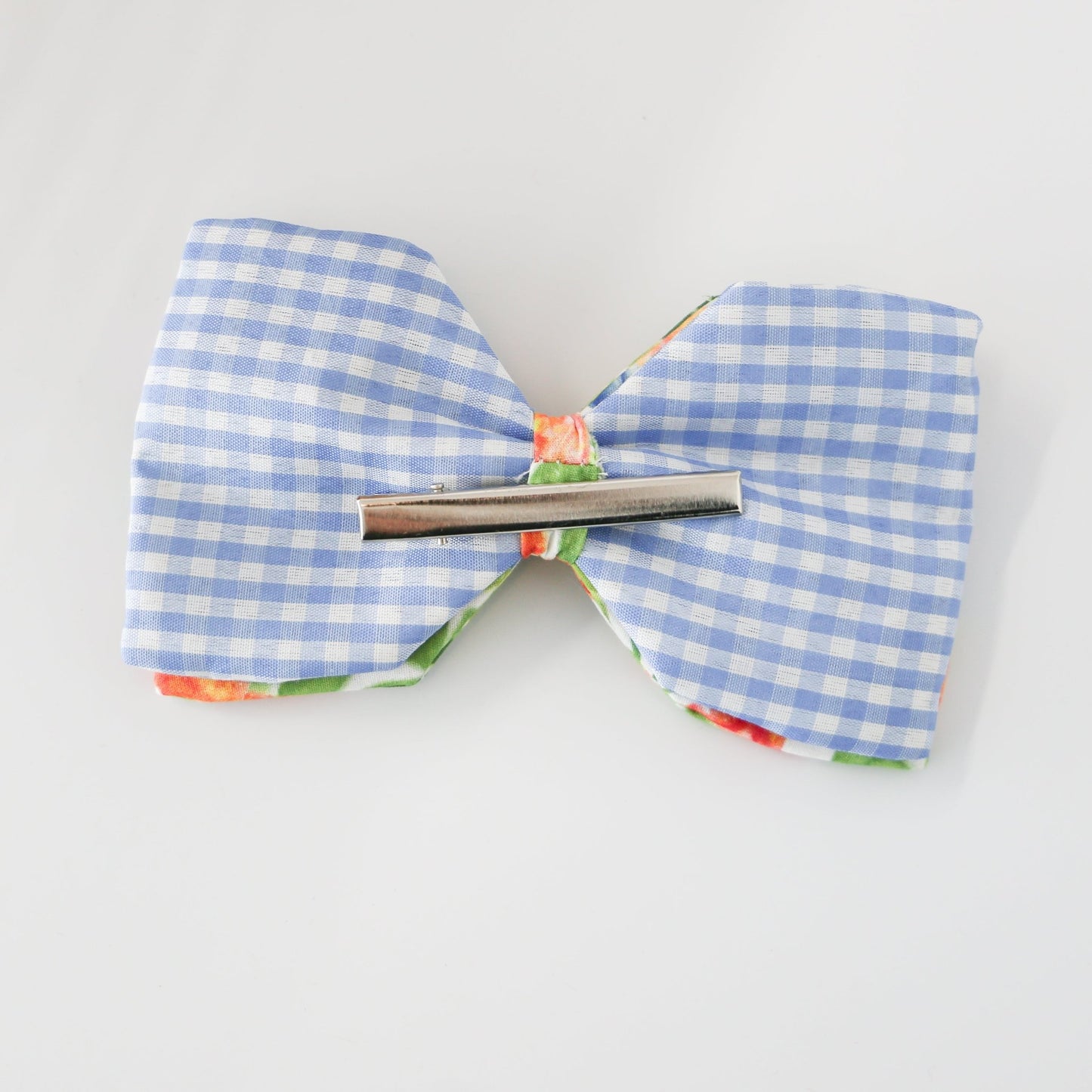 6" Poplin Green, Pink, Orange, and Blue Mix Spring Floral Bow Clip - Knot and Spool