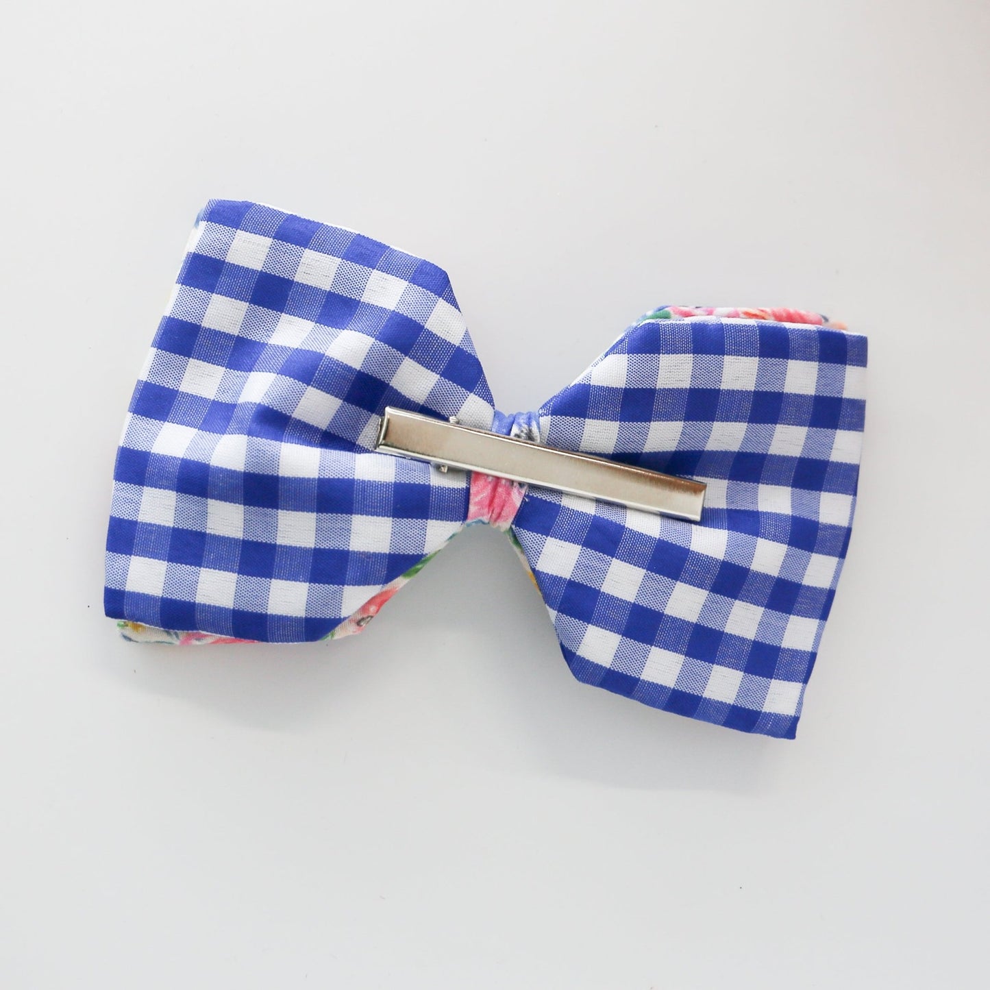 6" Poplin Hand Drawn Red, Blue, and Yellow Floral Bow Clip - Knot and Spool