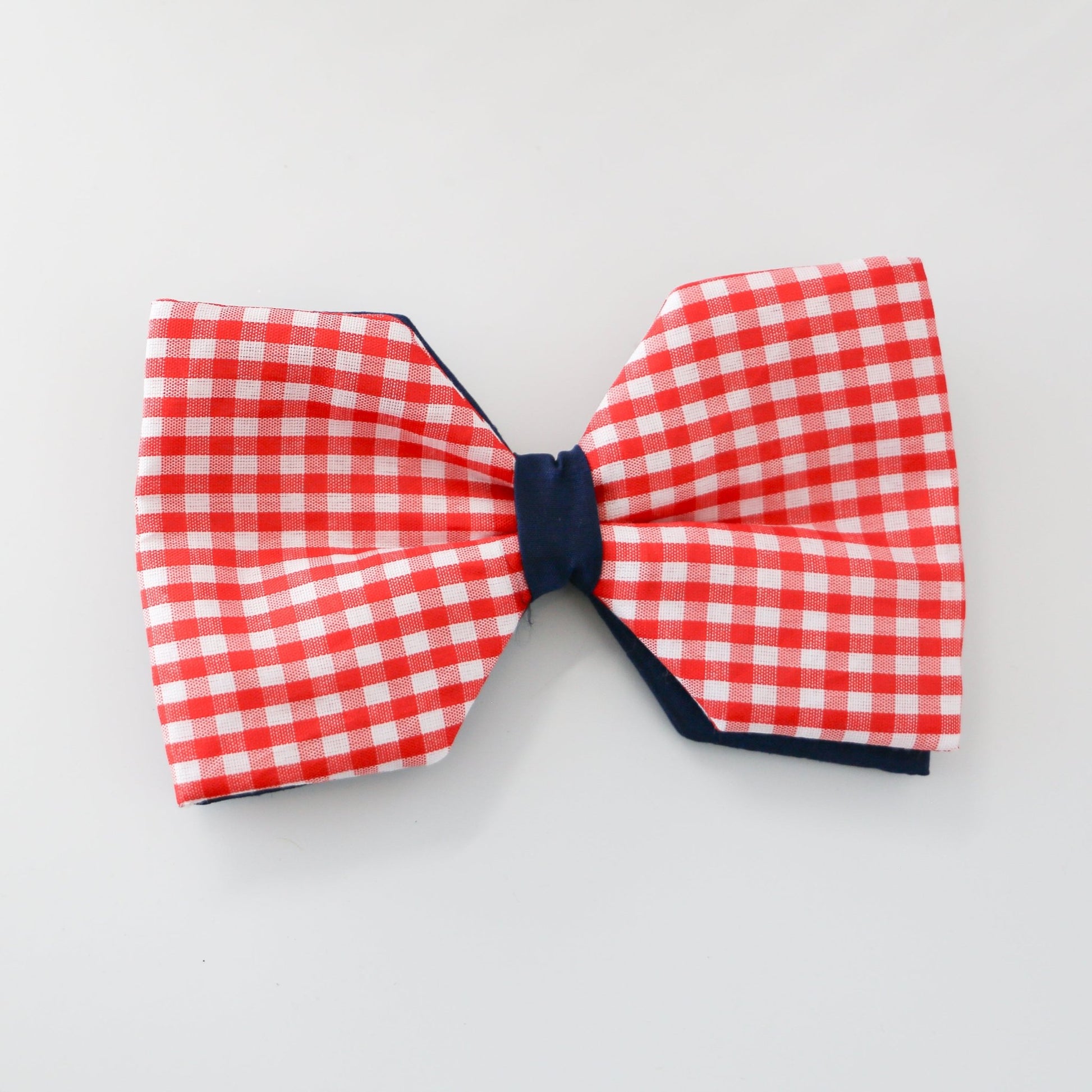 6" Poplin Red and Blue Check Bow Clip - Knot and Spool