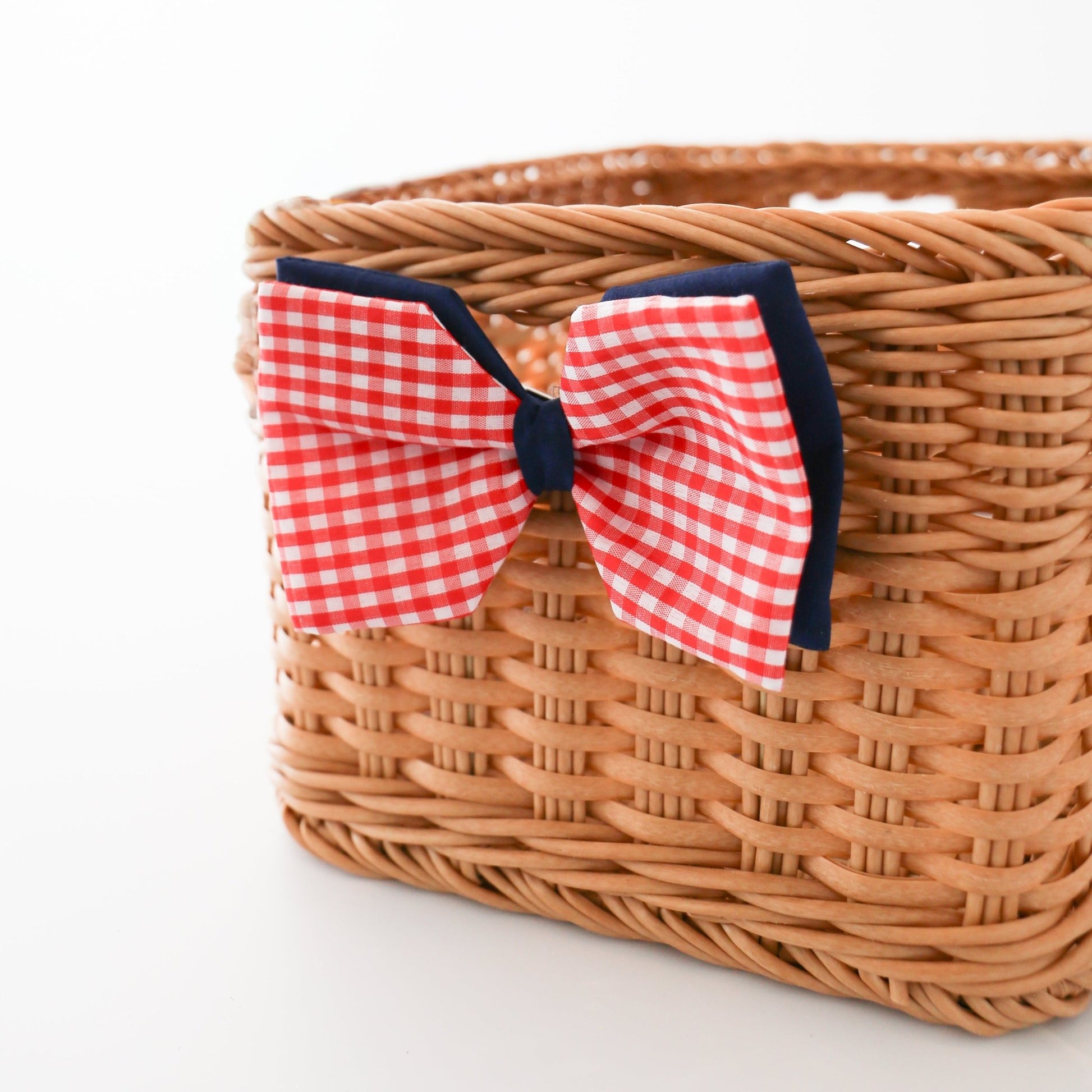 6" Poplin Red and Blue Check Bow Clip - Knot and Spool
