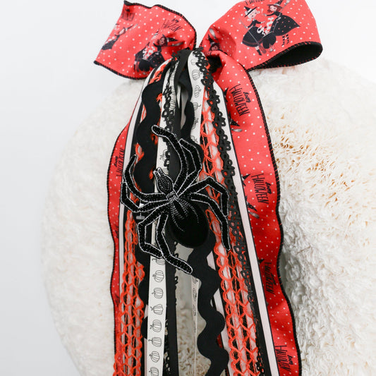 6" Velvet Spider Clip Ornament | Black - Knot and Spool