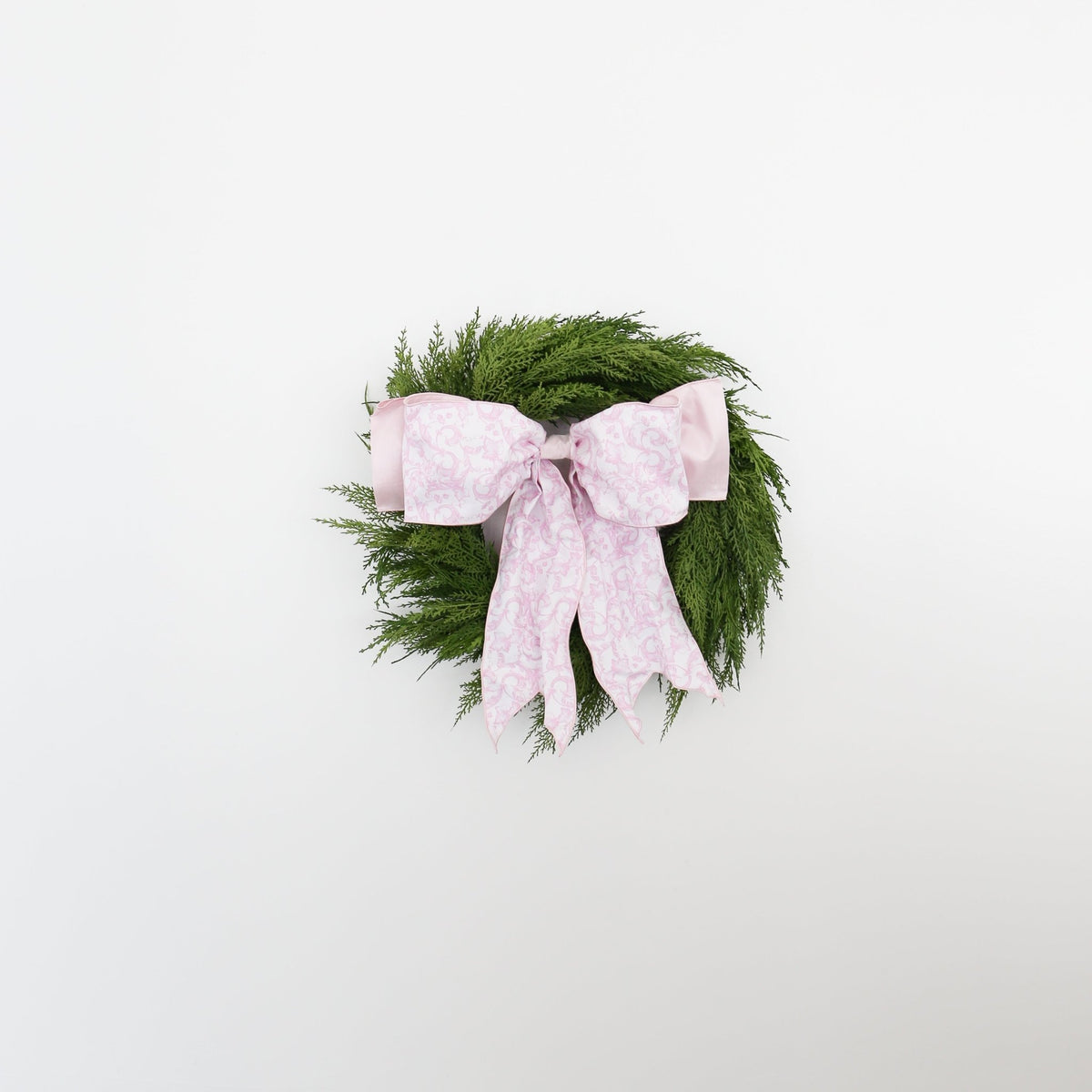 6" x 18" Light Pink &amp; White Acanthus Scroll Chinoiserie Taffeta Bow - Knot and Spool