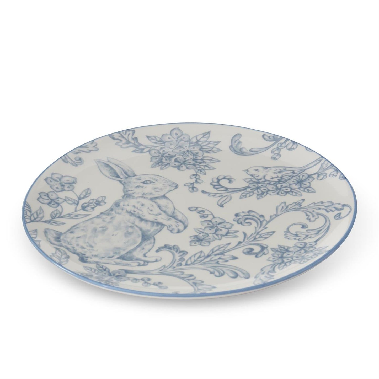 8 Inch Blue & White Dolomite Easter Bunny Plate - Knot and Spool