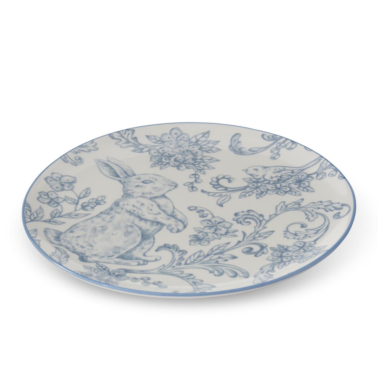 8 Inch Blue & White Dolomite Easter Bunny Plate - Knot and Spool