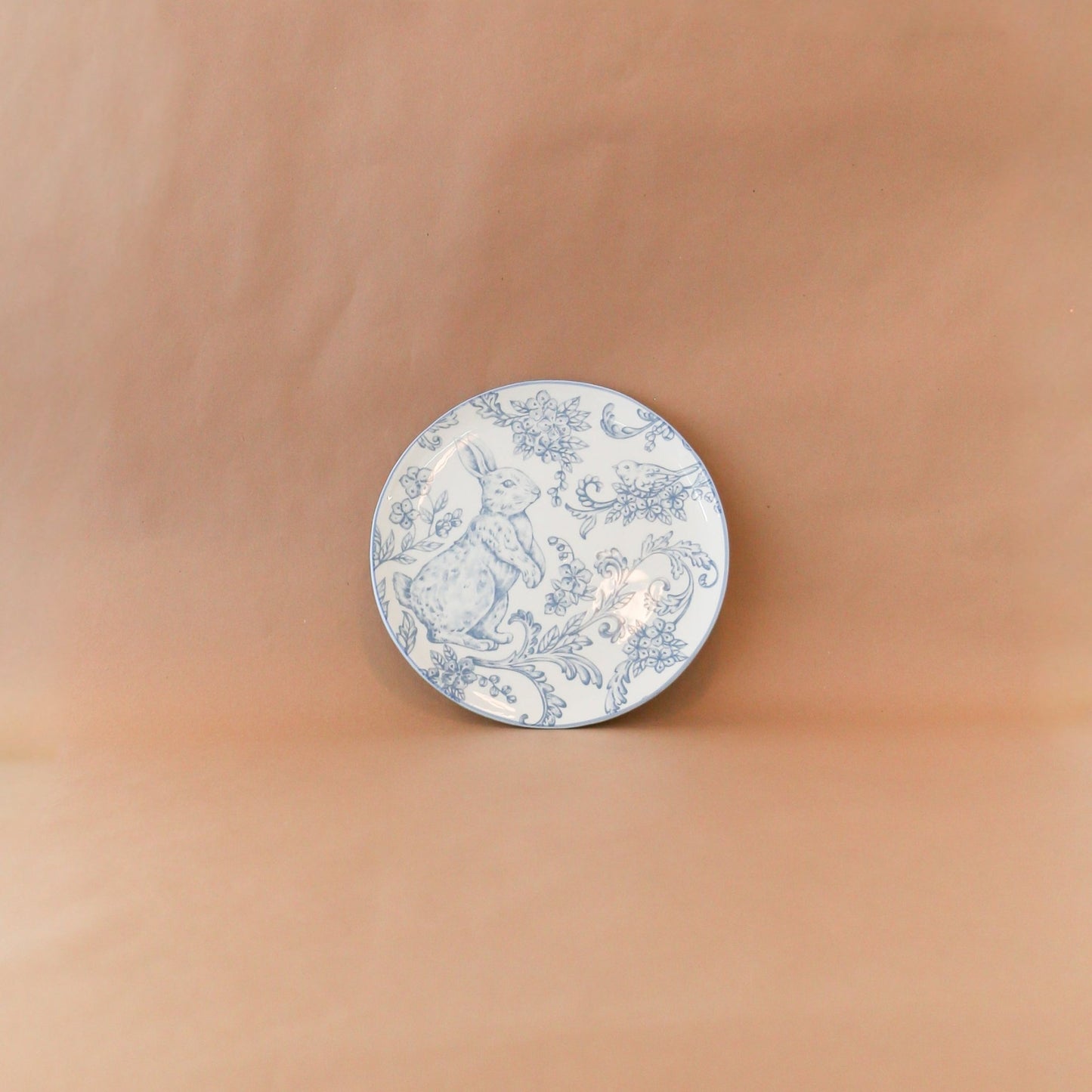 8 Inch Blue & White Dolomite Easter Bunny Plate - Knot and Spool