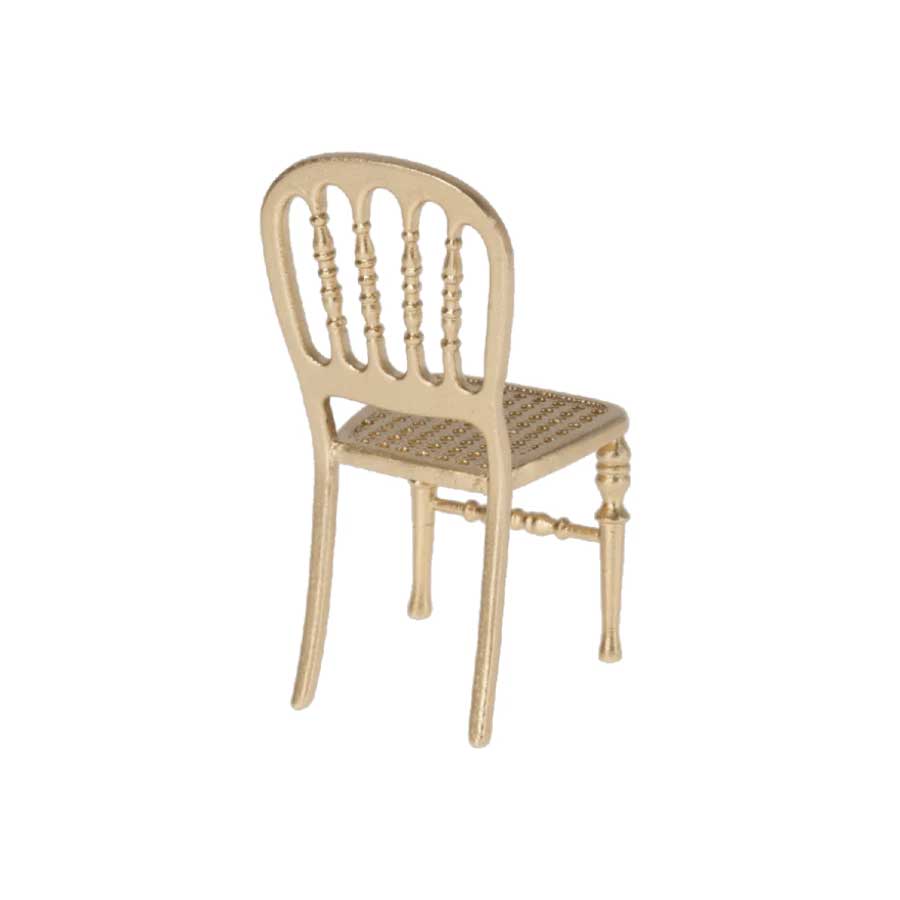 Back of Maileg Mouse Gold Chair