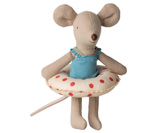 2026 Maileg Little Sister Beach Mouse with Red Dotted Float