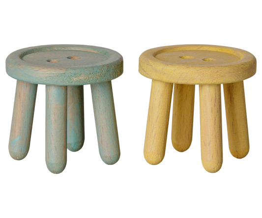 2026 Maileg Mouse Mint/Light Yellow Stool Set