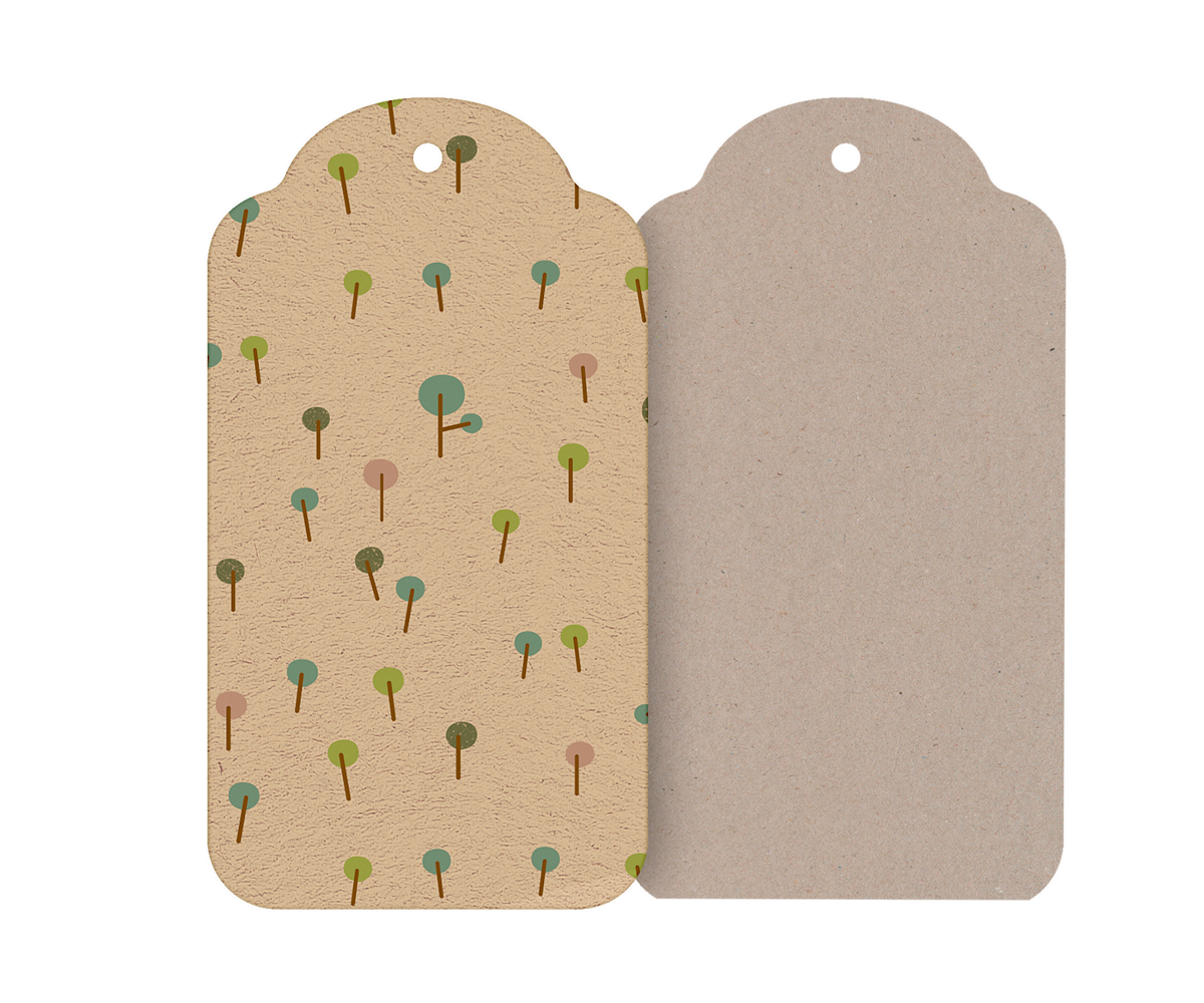 2026  Gift tags, Wood land - Green 12 pcs