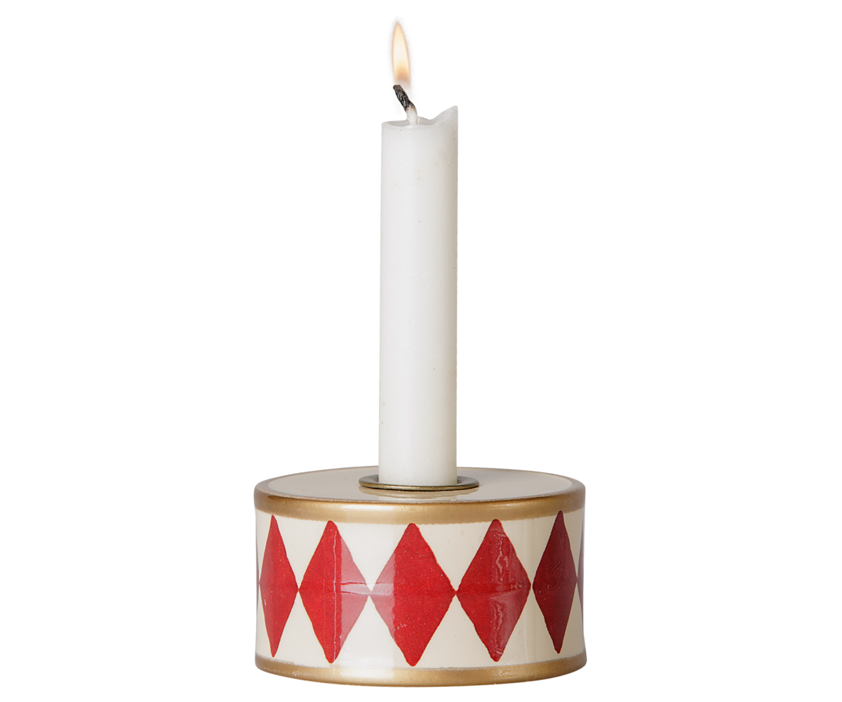 2026  Maileg Drum Candle Holder - Red/Off White