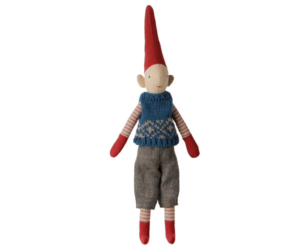 2026  Maileg Boy Pixy in Blue Knitted Vest | Size 1