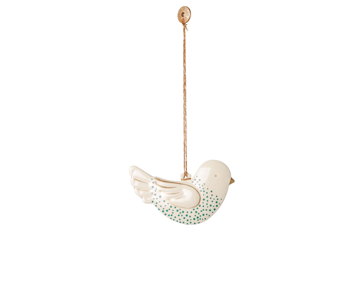 2026  Maileg Metal Bird Ornament - Green Dot