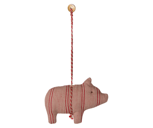 Maileg Fabric Red/Sand Striped Pig Ornament