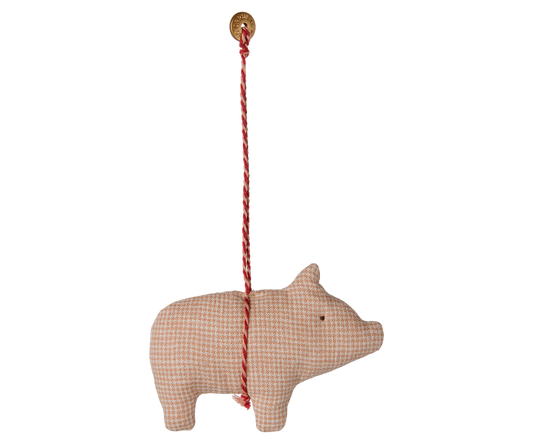 Maileg Fabric Powder Checker Pig Ornament
