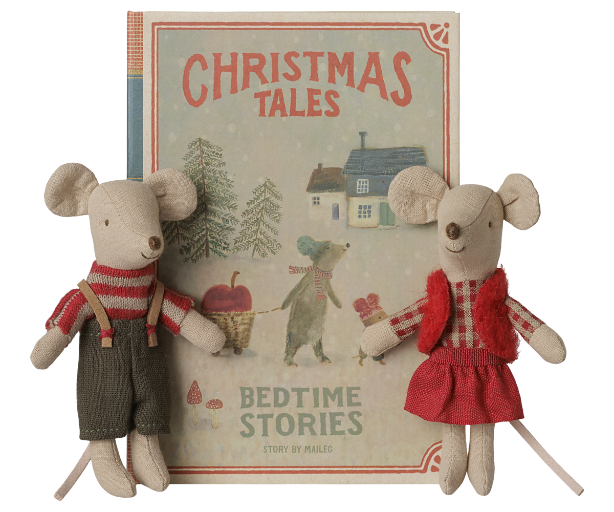 2026  Maileg Christmas Twin Mice, Little Sister and Brother in Book