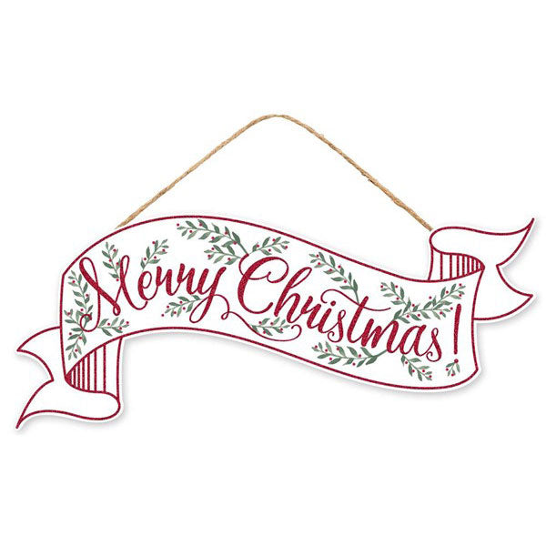 Glitter Christmas Banner in Sage and Red