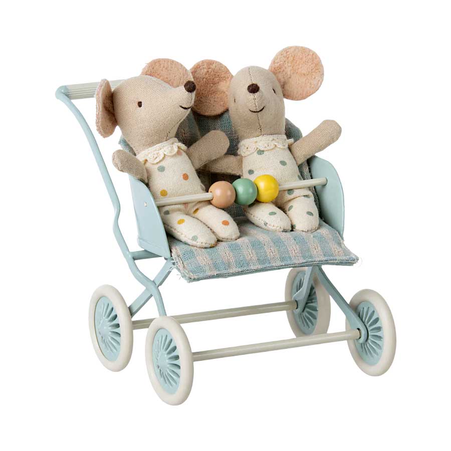 Maileg Baby Mouse Mint Stroller