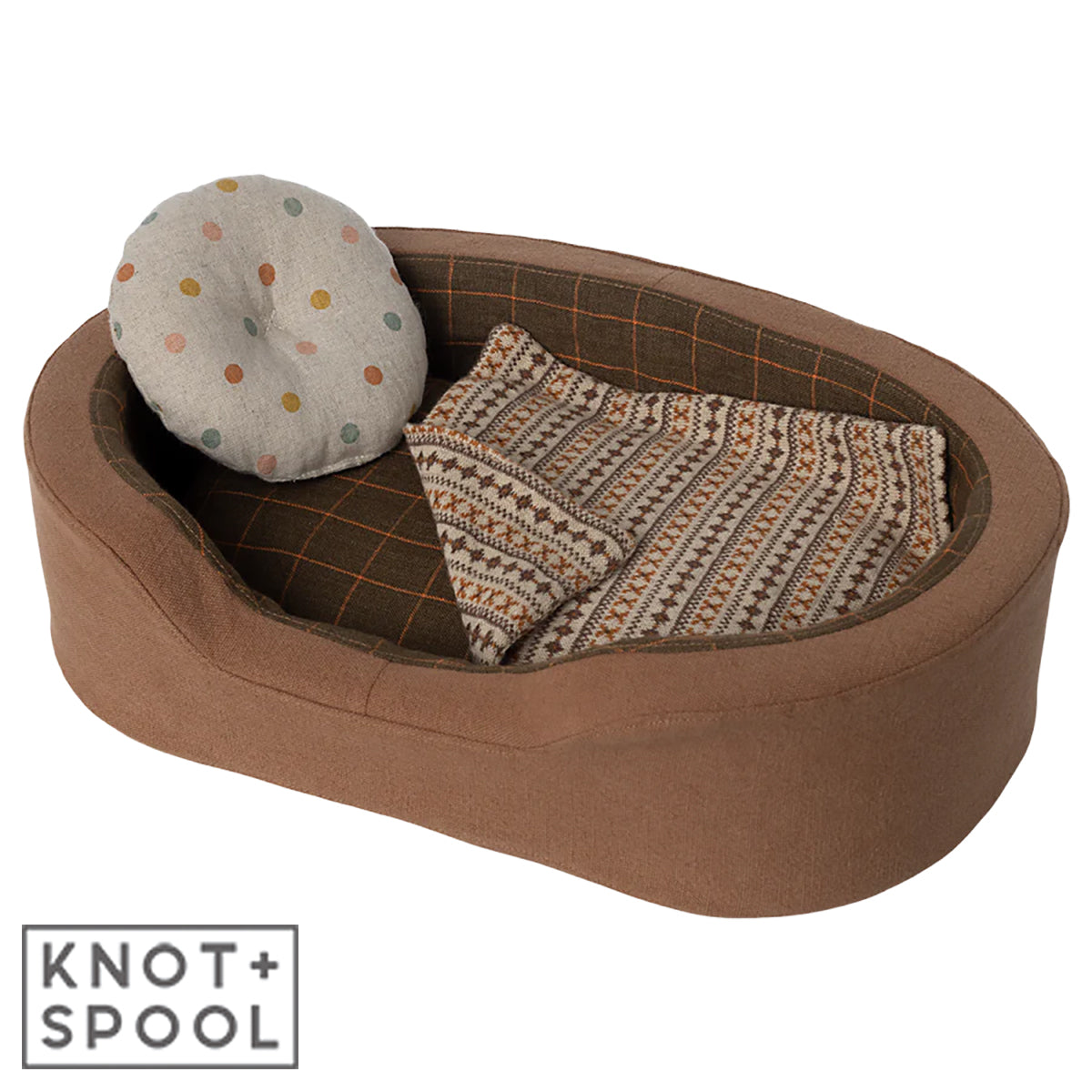 Maileg Brown Plush Dog Basket