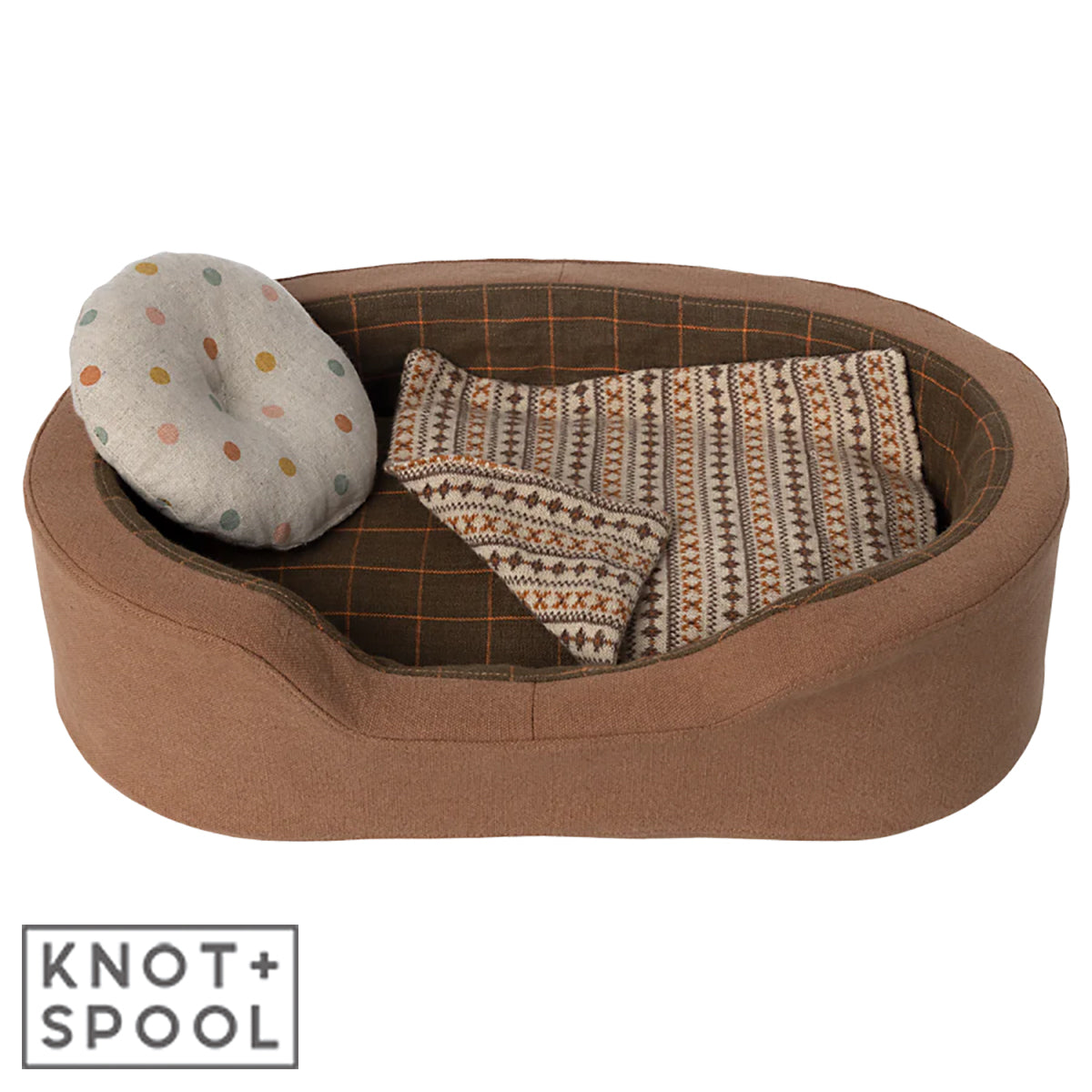 Maileg Brown Plush Dog Basket