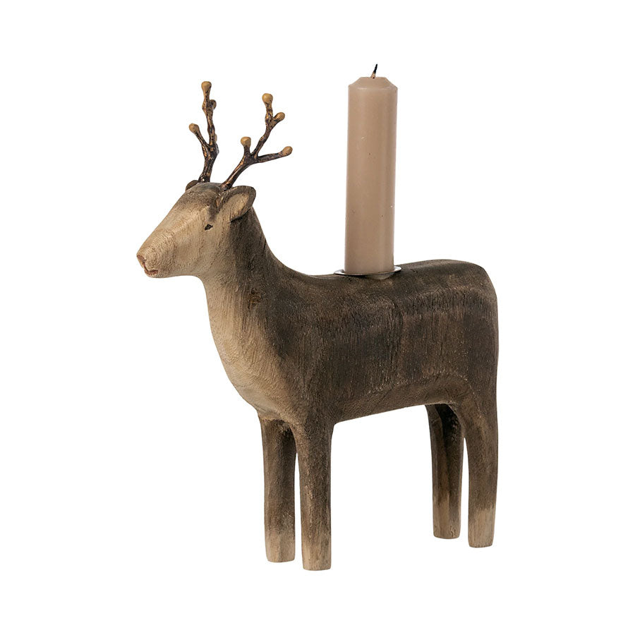 Stunning Maileg Large Reindeer Candle Holder showcasing intricate design, ideal for festive home decor.