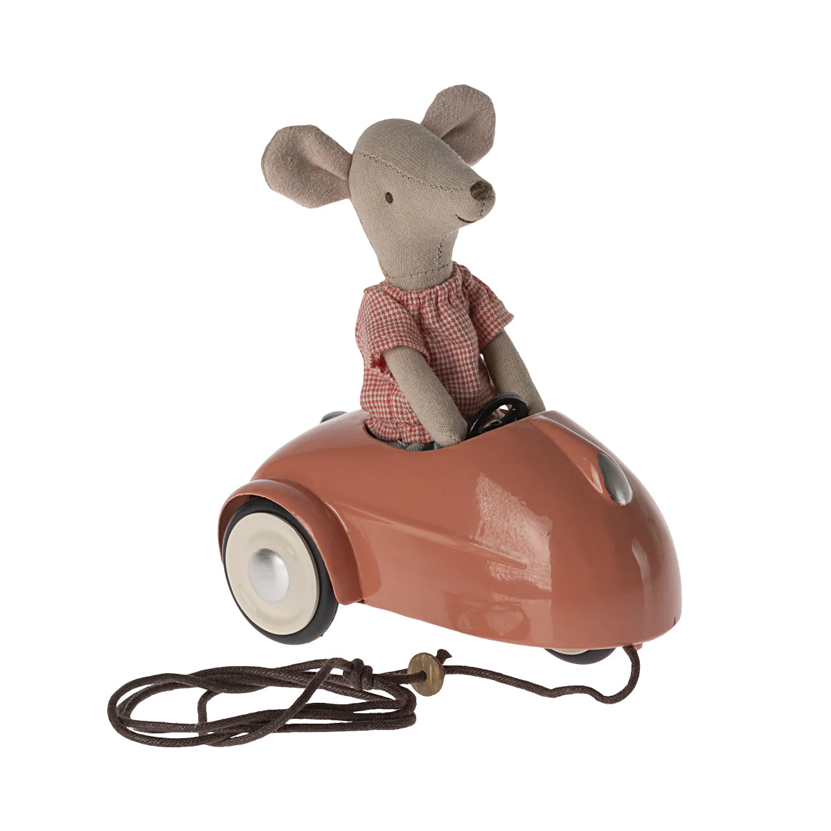 Maileg Mouse Coral Car with Mom Mouse