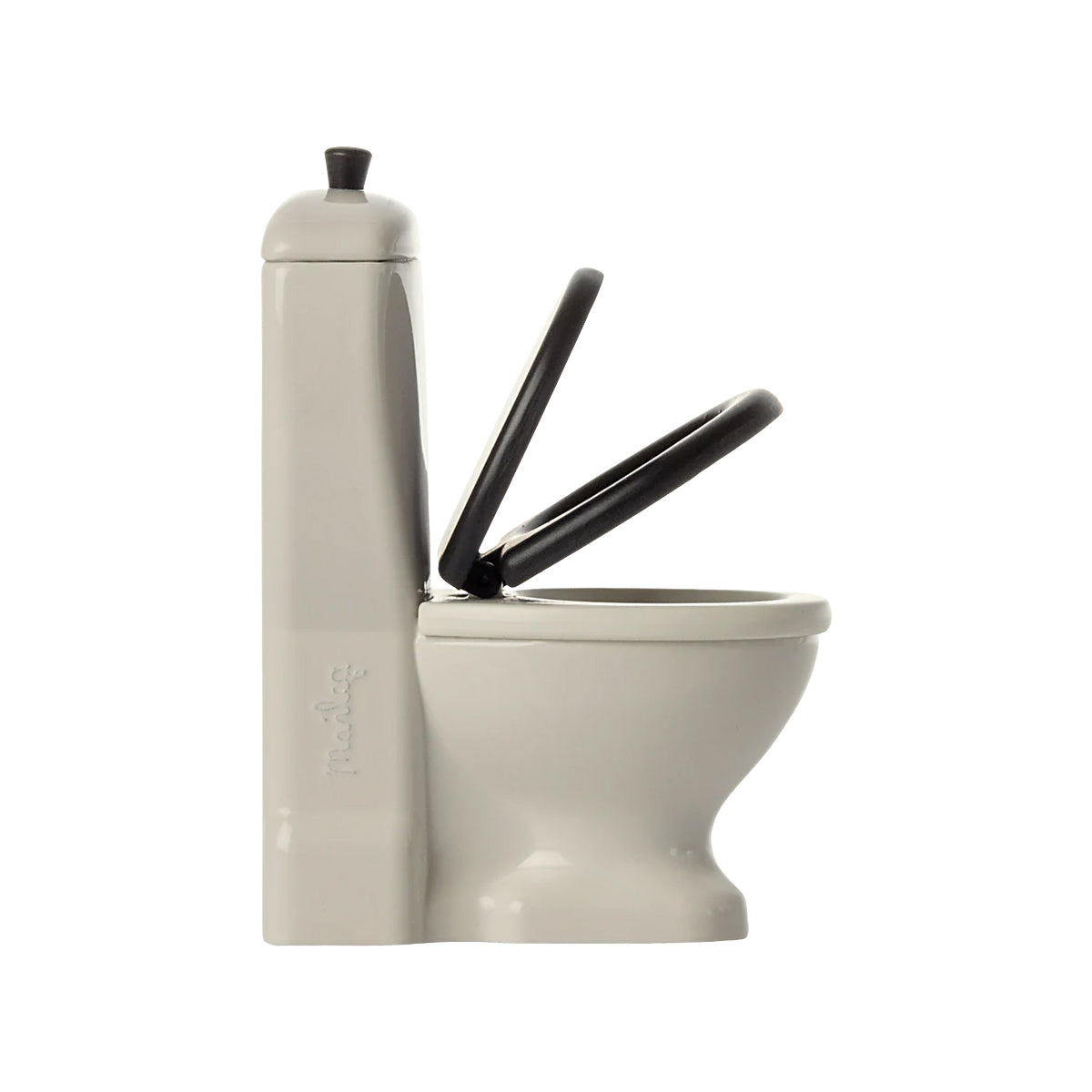 Maileg Mouse Toilet with opening and closing lid.
