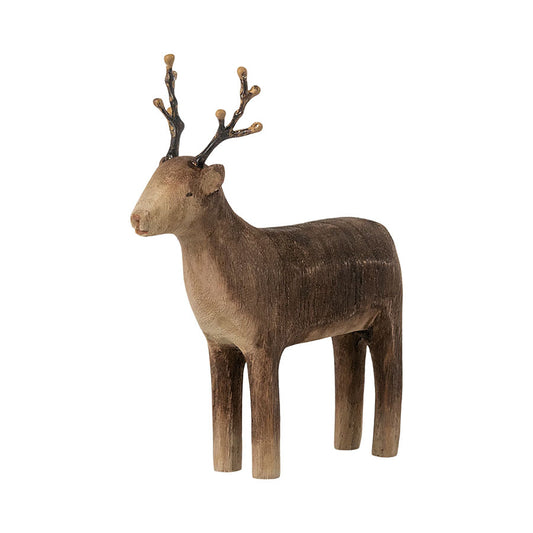 Maileg Small Reindeer decor piece displayed against a festive background, available at Knot + Spool.