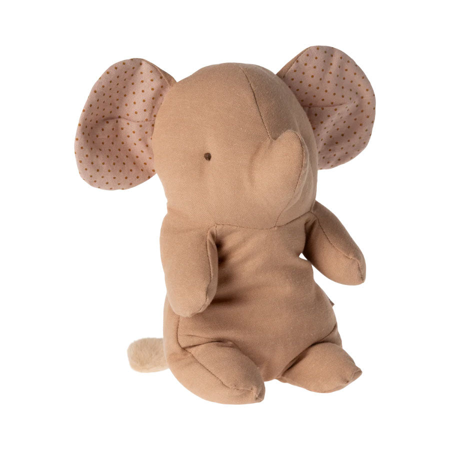 Maileg Safari Friends Small Rose Elephant - Soft plush toy in a gentle rose hue with detailed stitching.