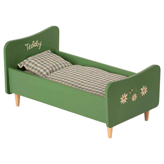 Maileg Teddy Dad Dusty Green Wooden Bed