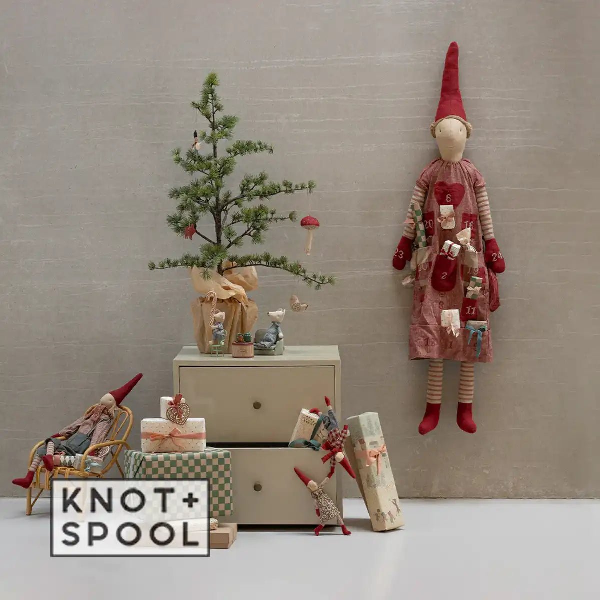 Maileg Girl Calendar Pixy hanging on wall