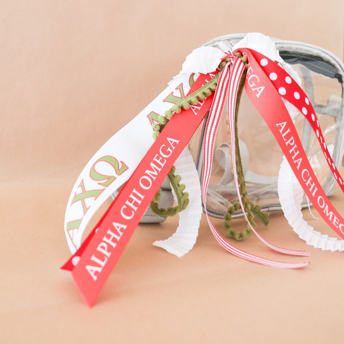 Alpha Chi Omega Ribbon Tassel - Knot and Spool