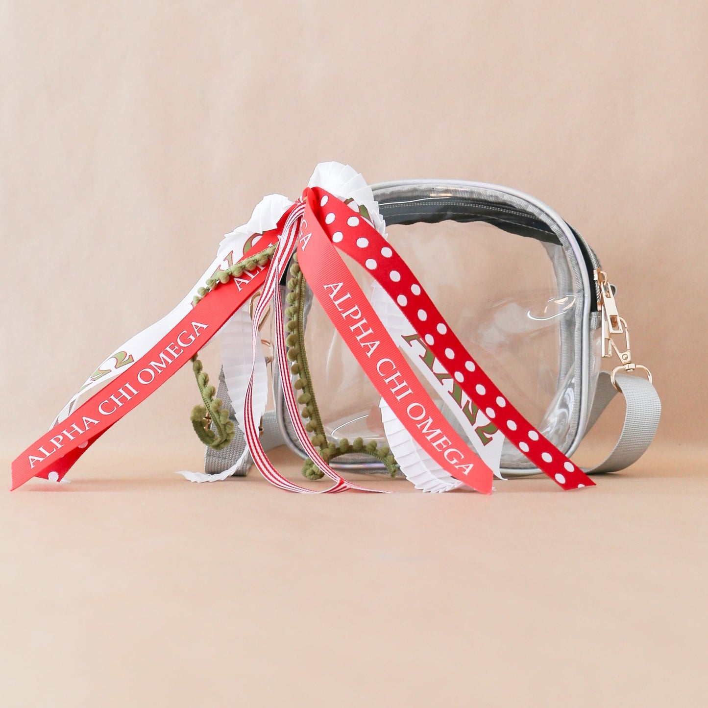 Alpha Chi Omega Ribbon Tassel - Knot and Spool