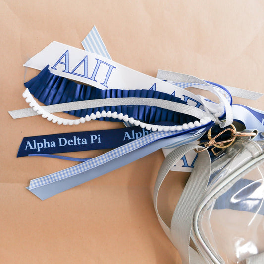 Alpha Delta Pi Ribbon Tassel - Knot and Spool