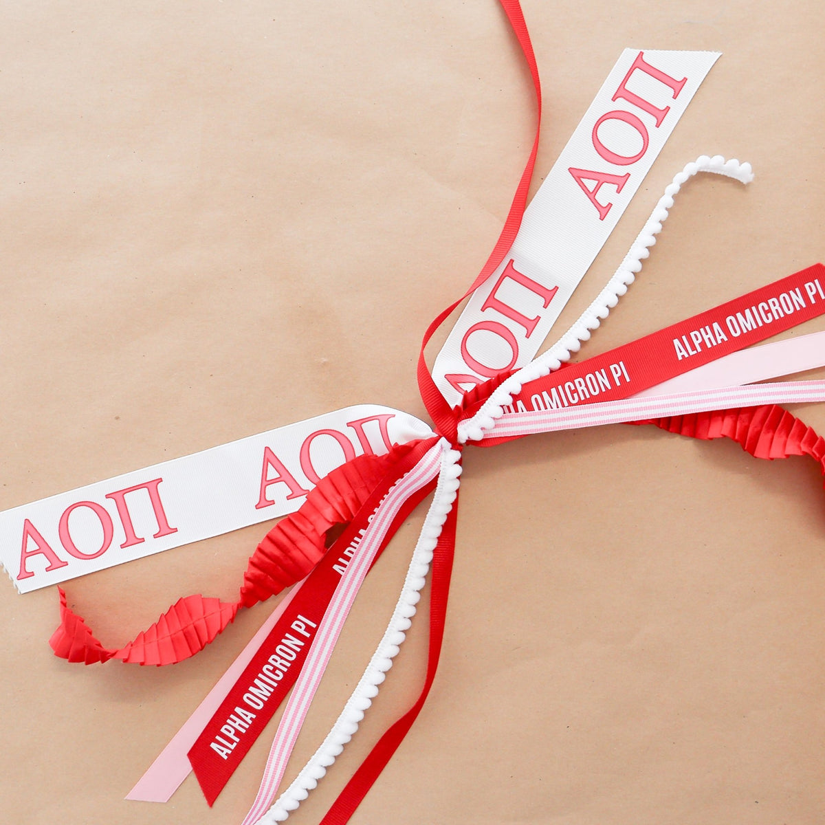 Alpha Omicron Pi Ribbon Tassel - Knot and Spool